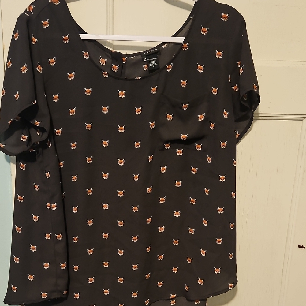 Stylish Black Fox Print Women's Blouse